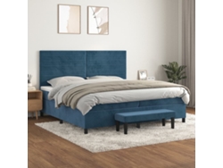 Cama Box Spring Con Colchón Terciopelo Azul Oscuro 200x200 Cm