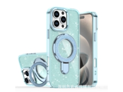 Capa De Celular Com Suporte Magnético E Glitterverde Translúcido - Iphone 16