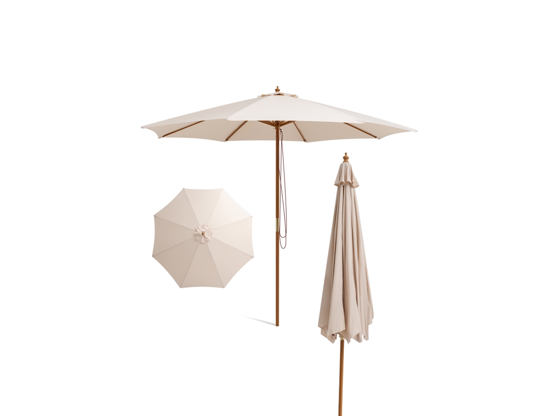 Sombrilla Terraza Exterior Costway Altura Regulable (3 X 3 M - Poliéster - Beige)