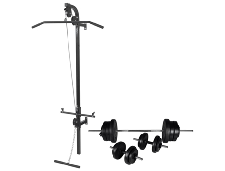 vidaXL Máquina de musculación de pared con pesas y mancuernas 60,5 kg