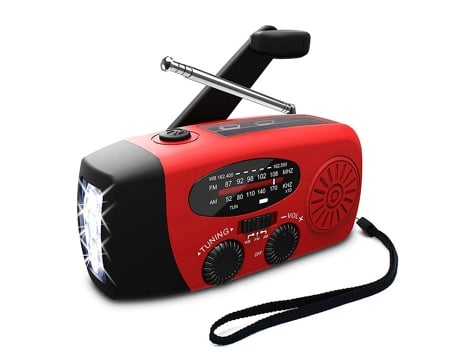Portable Solar Radio Hand Crank Self Powered AM/FM/NOAA Radio Weather Radio Emergency Device with 3-LED Flashlight and Phone Charger for Hiking Campi