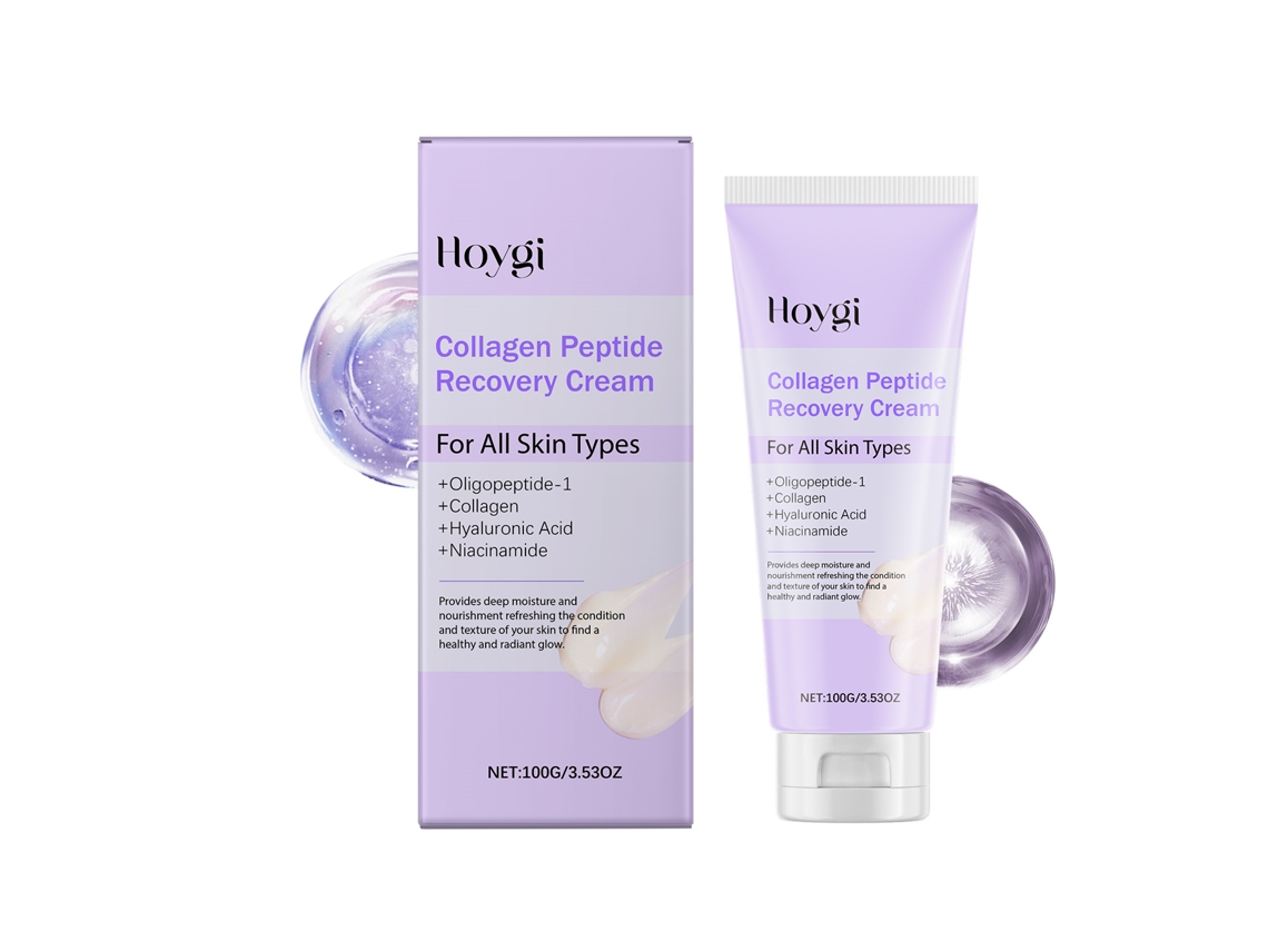 Crema reparadora antiarrugas con péptidos de colágeno.
