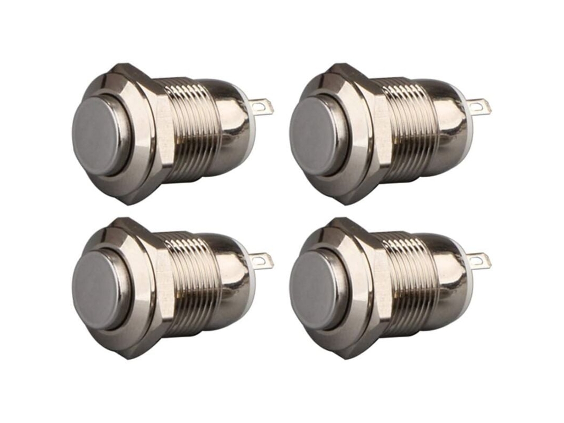 Pulsadores autoblocantes de 12 mm, 3 A, 12 V/24 V/125 V/250 V CA, de acero inoxidable, resistentes al agua, encendido y apagado (verticales)