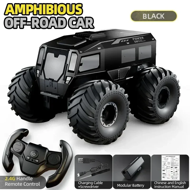 (negro) Coche Teledirigido 4x4, Vehículo Todoterreno Con Control Remoto Inalámbrico, Con Luces, Regalo Para Niños Y Niñas.