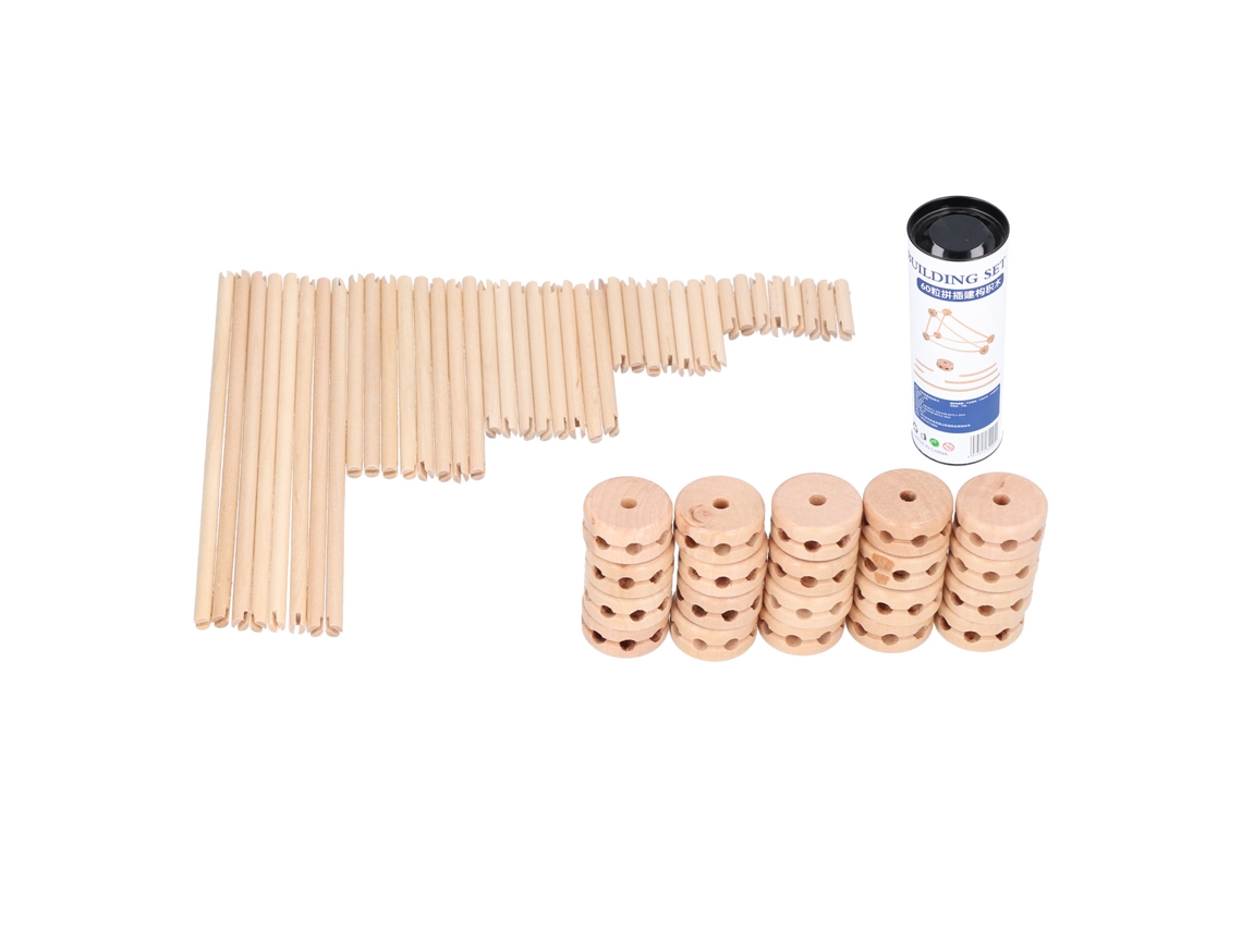 Ats-bloques De Construcción Para Niños Madera Diy Con Varillas Insertables Juguete Educatsivo