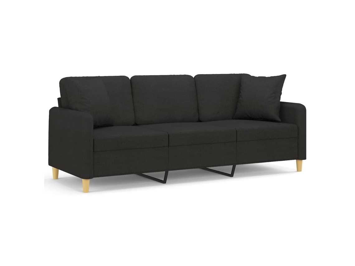 Maison Exclusive - Sofá de 3 plazas + cojines decorativos, 180 cm, tela negra.