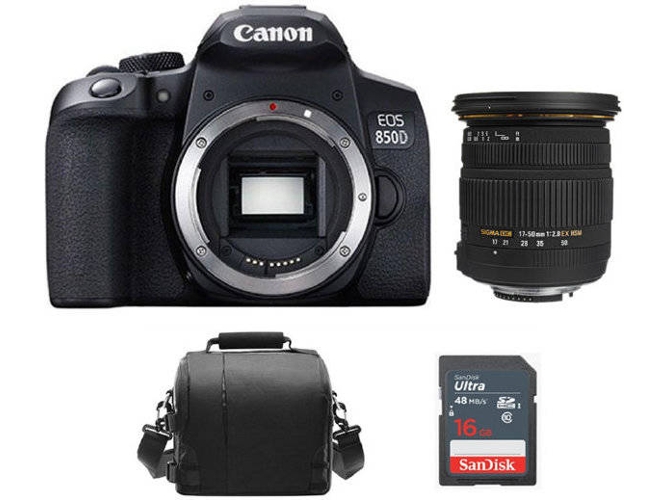 Kit Cámara Réflex CANON EOS 850D + SIGMA 17-50MM F2.8 EX DC OS HSM - + Bolsa + SD de 16GB