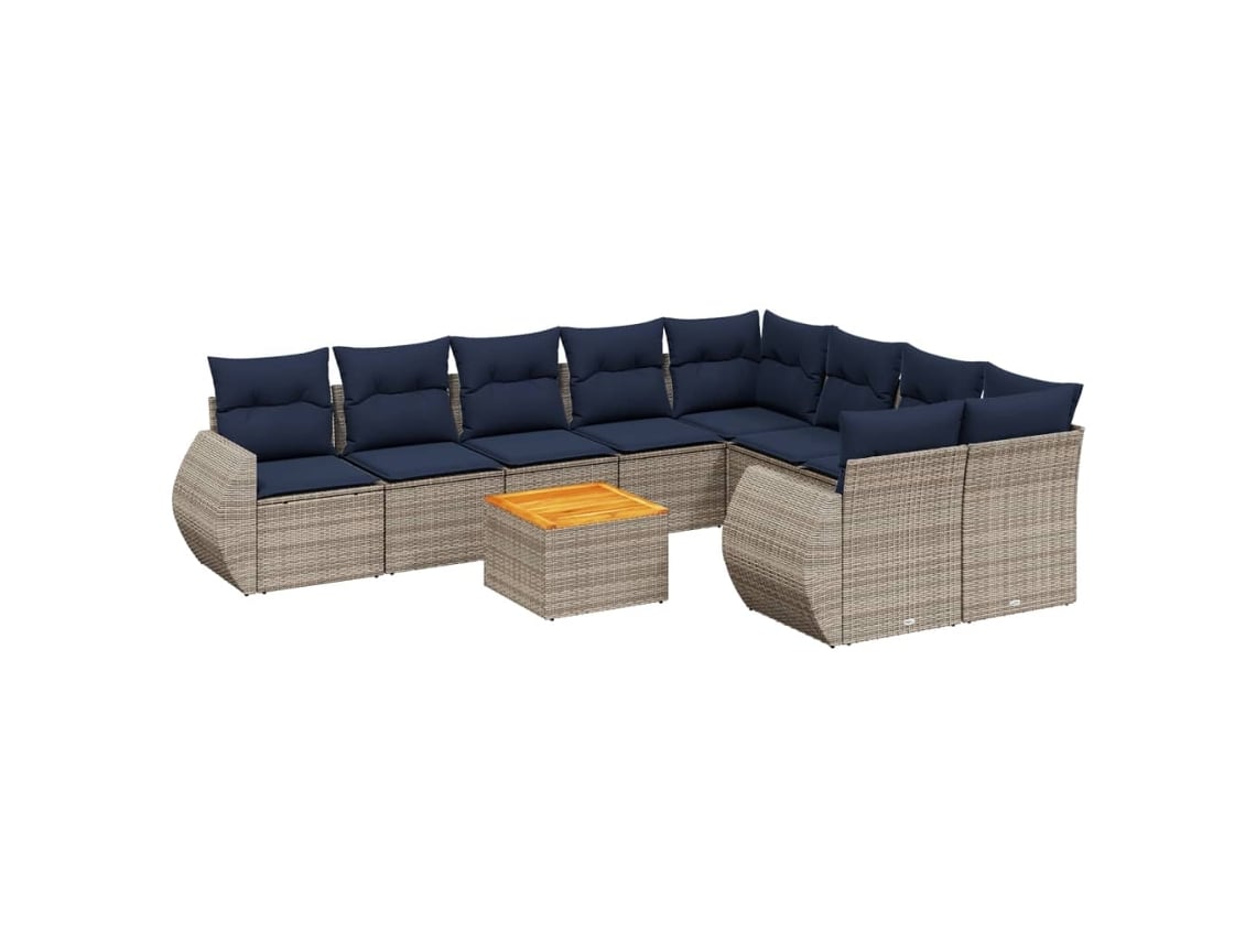 Maison Exclusive - Conjunto De Sofá De Jardín De 10 Piezas Con Cojines, Poliratán Gris