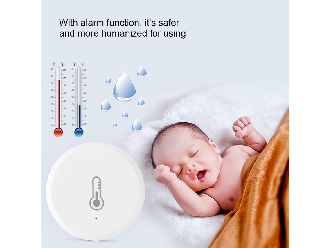 Sensor De Temperatura Y Humedad Zigbee Con Alarma, Control Por Aplicación Y Monitor Inteligente Para El Hogar, La Oficina Y El Almacén.