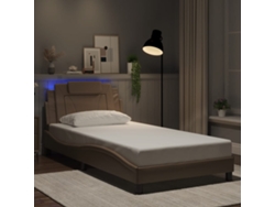 Estructura De Cama Con Led Cuero Sintético Capuchino 100x200 Cm
