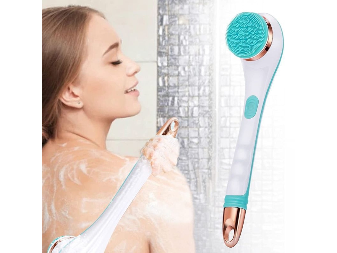 Cepillo De Baño Eléctrico Con 4 Cabezales Para Exfoliación Y Limpieza Corporal, Con Cable Largo De 35 Cm, Recargable.