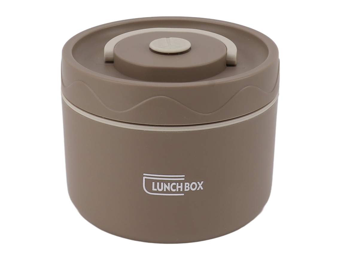 Caja De Almuerzo De Acero Inoxidable Aislada 550ml De 2 Pisos Apilable Redonda Estanca Para Bento Café Oscuro