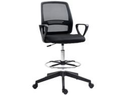 Taburete De Oficina Regulable En Altura, Silla Giratoria Ergonómica Con Reposapiés, Diseño Metálico Negro, Ideal Para Escritorio