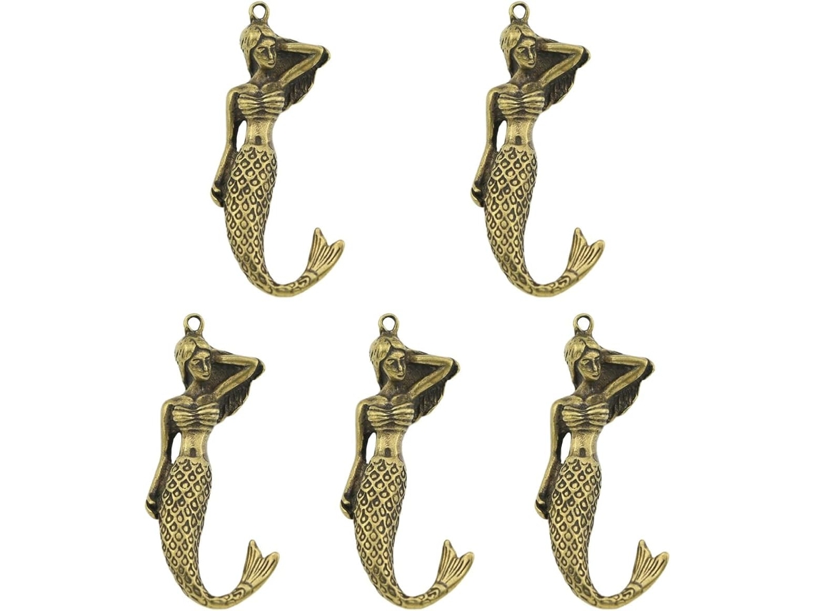 Piezas De Llaveros Colgantes De Cobre Con Forma De Sirena De Estilo Retro, Dijes Decorativos Para Bolsos Y