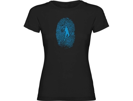 Camiseta de Mujer KRUSKIS Fingerprint Tenis Negro (XL)