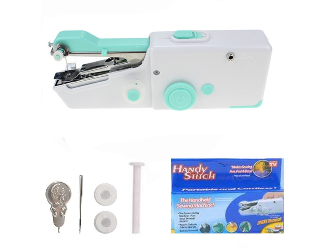 Máquina de coser portátil, máquina de coser eléctrica para el hogar, viajes y bricolaje, azul Gertiz