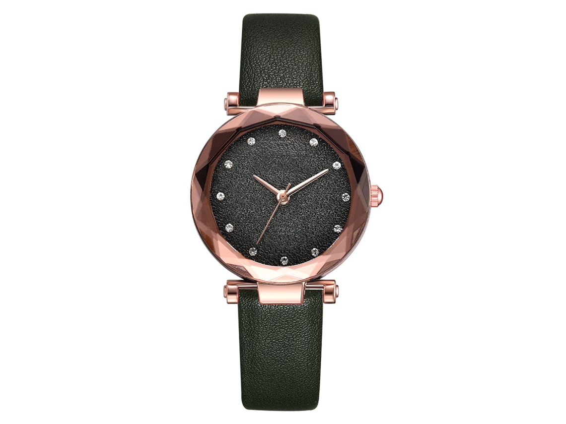 Reloj De Pulsera De Moda Para Mujer Con Correa De Pu, Esfera Redonda Y Movimiento De Cuarzo (verde).