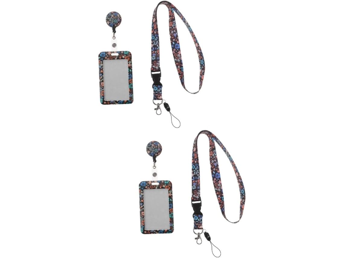 De Porta-crachá Nuobesty De 2 Peças Com Cordão E Estojo Com Estampa Floral Para Professores, Alunos E...