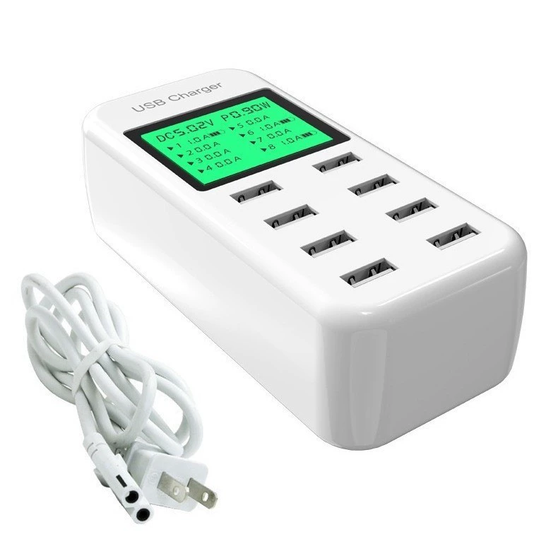 Cargador Usb Multi 8 Puertos Con Pantalla Digital