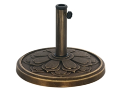 Base para Guarda sol com Design Retrô de Flor de Lótus, 12 Kg de Peso, para Jardim, Pátio e Terraço, Ø46x33 Cm, Cor Bronze.