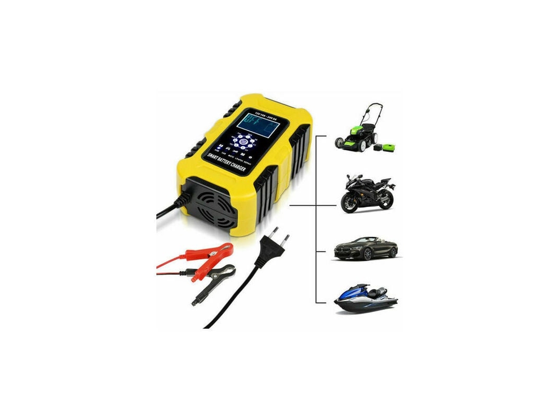 Cargador de batería inteligente para coche, 12/24 V, color negro