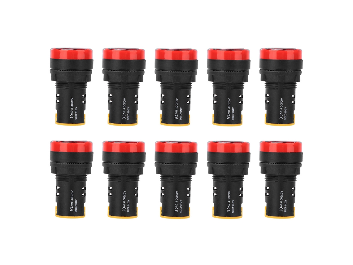 10 Unidades De Indicadores Led De Encendido Berm Ad16-22d/s De 22 Mm Y 110 V Con Carcasa De Policarbonato Ignífugo