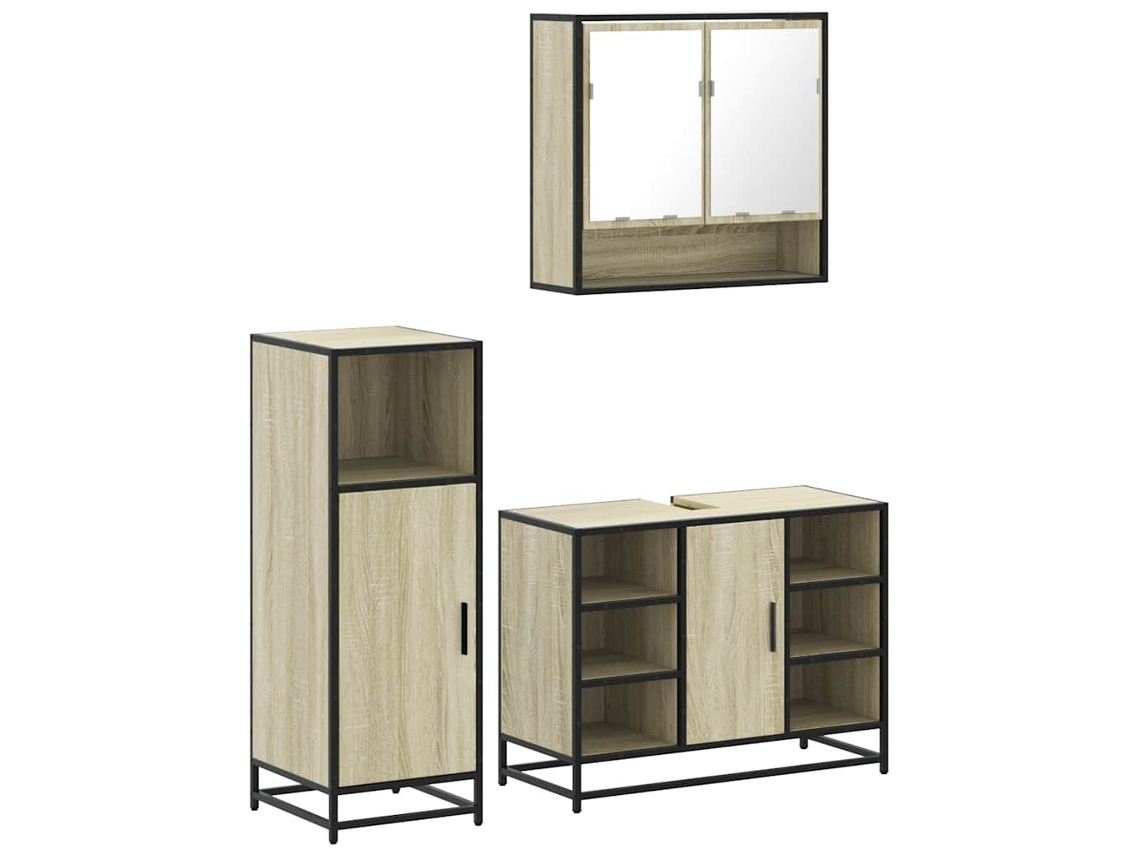 Maison Exclusive - Set De Muebles De Baño 3 Pzas Madera Contrachapada Roble Sonoma
