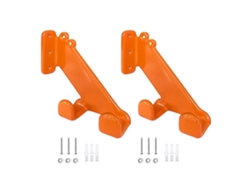 2 Soportes De Pared Para Motosierras Con Revestimiento De Goma Naranja, Acero Al Carbono Resistente, Para Uso En Garaje.