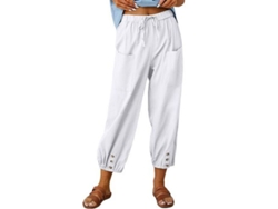 Pantalones Holgados De Lino Para Mujer Con Bolsillos, Pantalones Tobilleros Ajustables Para Verano.