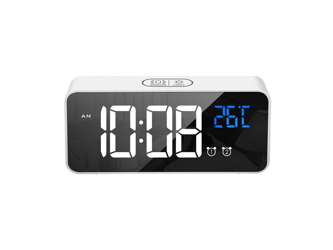 Despertador Electrónico Pantalla Grande Espejado, Alarma Doble, 13 Tonos-03