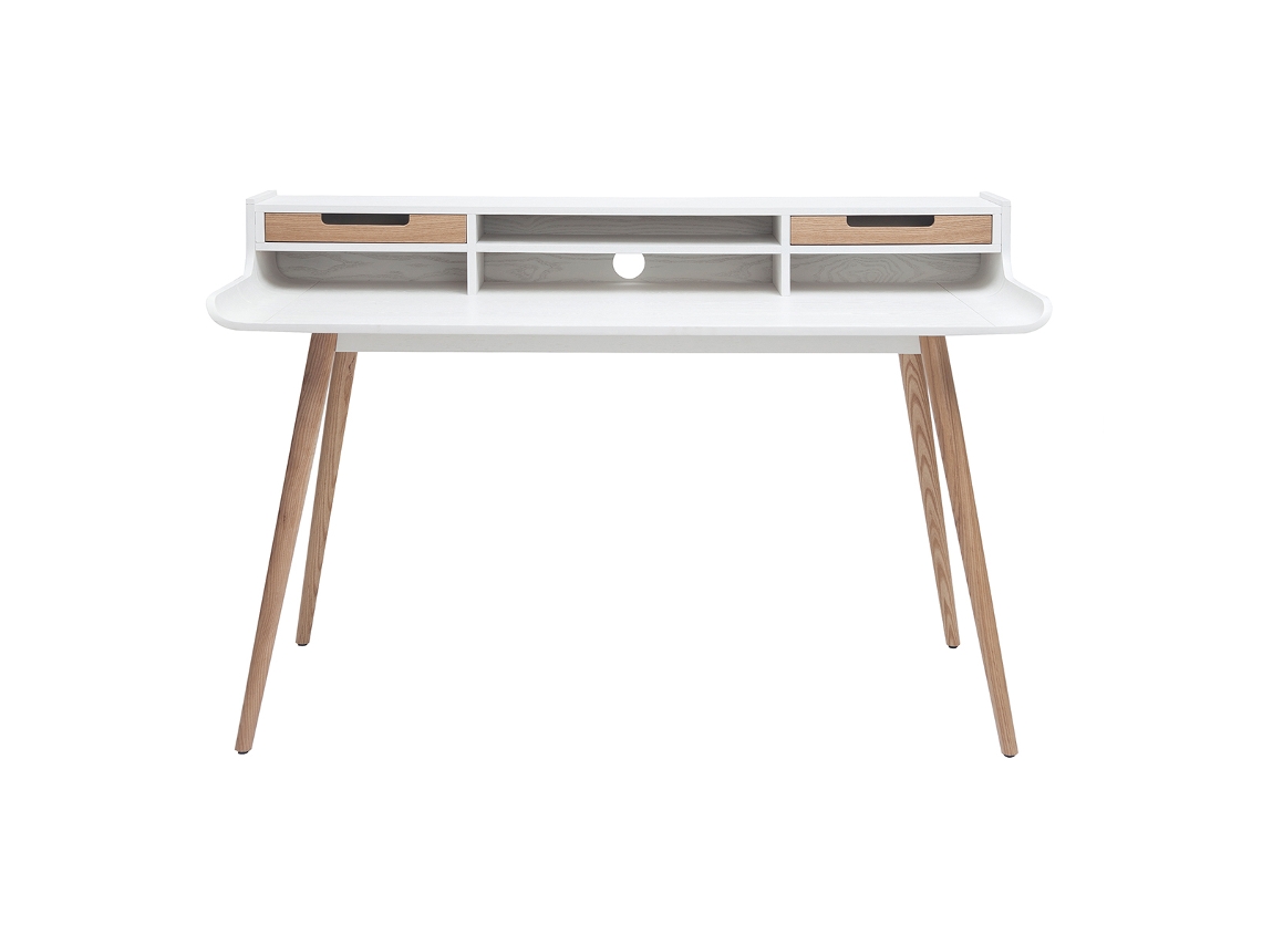 Escritorio Nórdico Madera Y Blanco 2 Cajones L140 Cm Opus MILIBOO