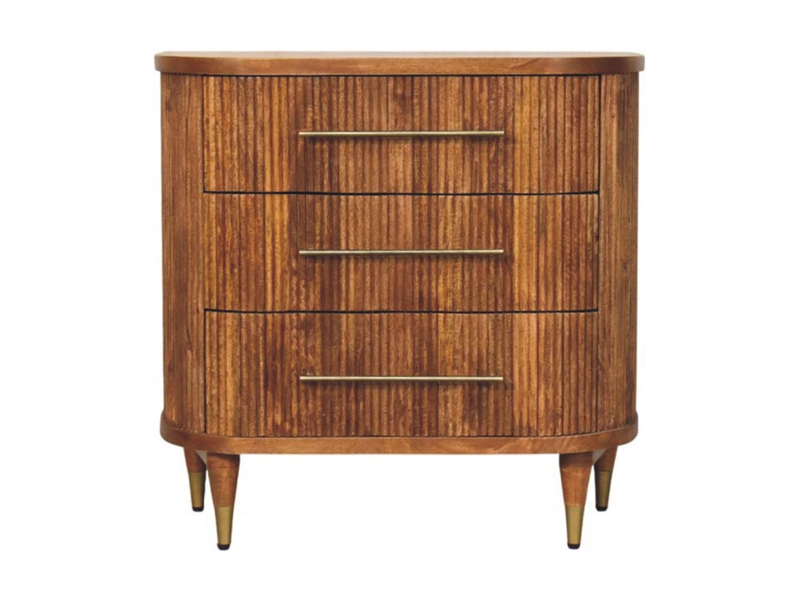 Cómoda acanalada Emerson de ARTISAN FURNITURE EST 1995 TM con 3 cajones en madera maciza