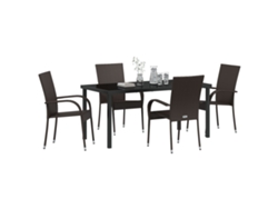 Juego de comedor Lovely Home de 5 piezas de ratán marrón y poliéster