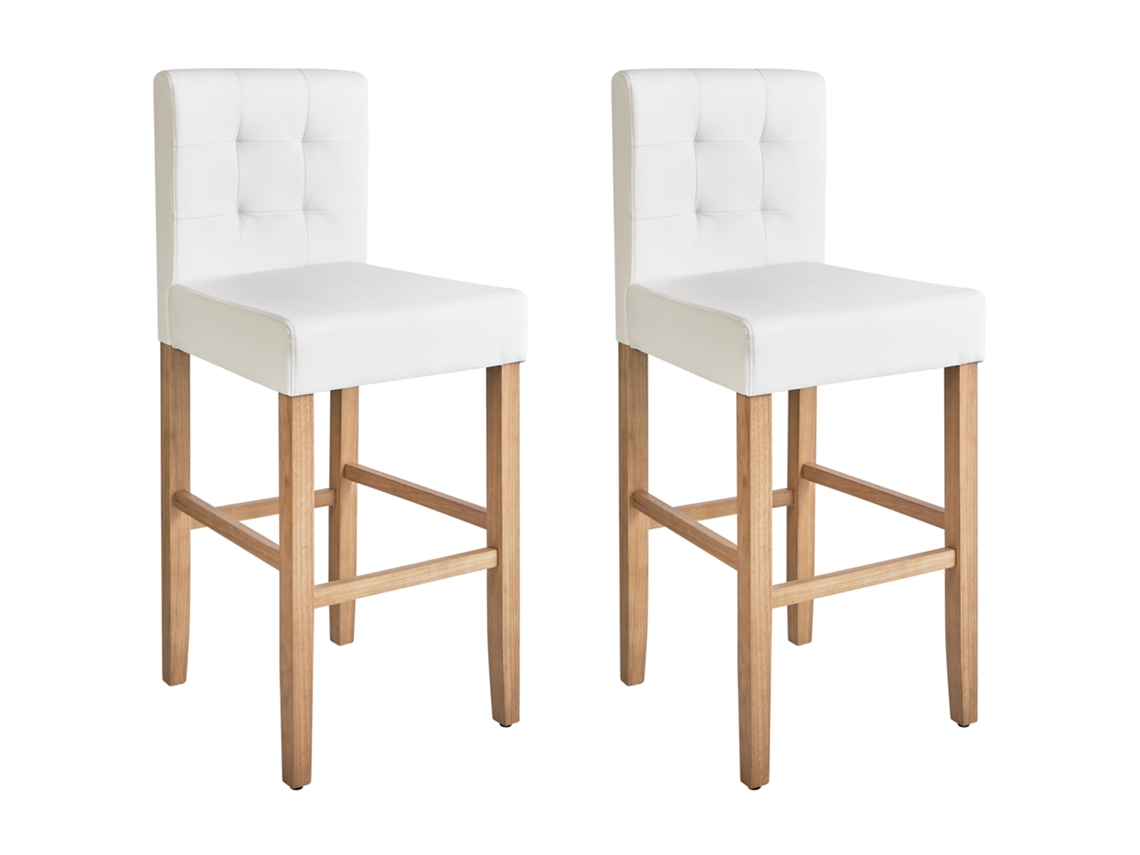 Conjunto de 2 sillas de bar BELIANI Madison de Piel sintética Blanco 45x58x110