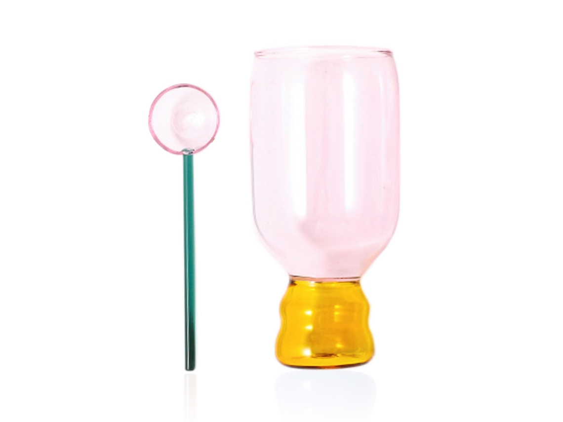 Vaso de Postre de Vidrio con Cuchara, para Helado, Zumos y Ensaladas JEIIBRZUI