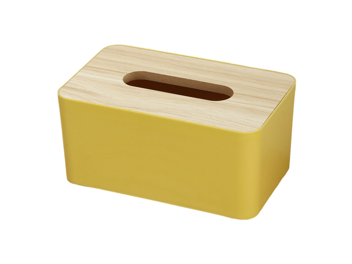 Caja de Organización Porta Pañuelos Cubierta Rectangular Amarillo (22x14x11cm) Kofihety