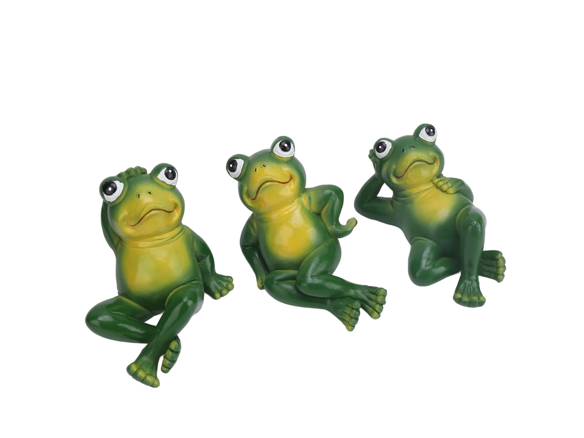 3 estatuas de ranas de resina sintética estilo americano para decoración de jardín y patio (sin marca)