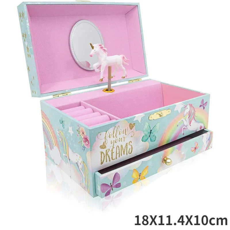 (unicornio De 15 Cm D) Caja De Música Infantil Giratoria De Fantasía Navideña Con Unicornio Y Bailarina