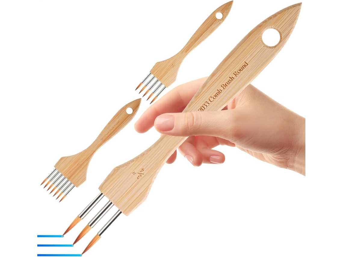 Juego De Pinceles Para Pintura Acrílica | 3 Piezas De Nailon Y Lana - Pincel Rastrillo