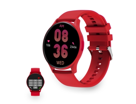 Smartwatch KSIX Core, Pantalla AMOLED 1,43, Aut. 5 días, Modos deporte y salud, Llamadas, Asistentes de voz, Sumergible, Rojo
