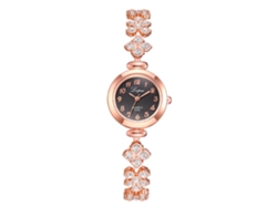 Reloj De Pulsera De Cuarzo Para Mujer Con Diamantes De Imitación Y Cadena Dorada Y Negra Lvpai