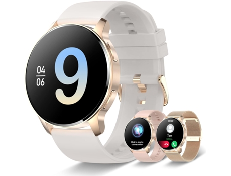 VEANXIN Reloj inteligente 1.32 en HD Pantalla táctil completa Rastreador de ejercicios a prueba de agua-Oro-Nuevo