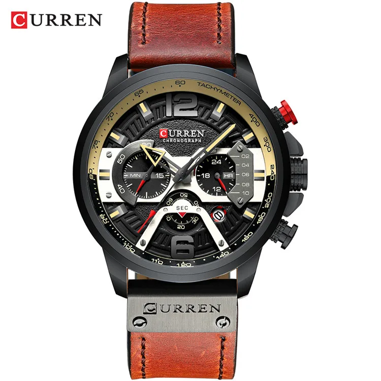 Reloj para hombre (negro) con elegante indicador de fecha y resistencia al agua.