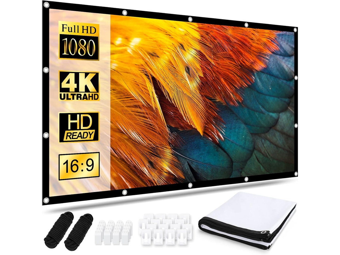 Pantalla De Proyección 120" 16:9 Hd, Plegable, Doble Proyección Lateral Antiarrugas, 265x149cm – Portátil Para Hogar, Escuela, Reuniones