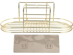 Estantería De Baño Práctica Y Dorada Con Base Antideslizante Para Guardar Accesorios.