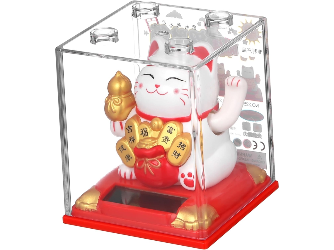 Figura De Gato Que Saluda Con Energía Solar, Linda Estatuilla Solar Con Brazo Móvil, Figura Decorativa De Animal Para
