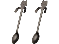 Cucharas de café y té Rebe de acero inoxidable, estilo elegante, 4 piezas, color negro.