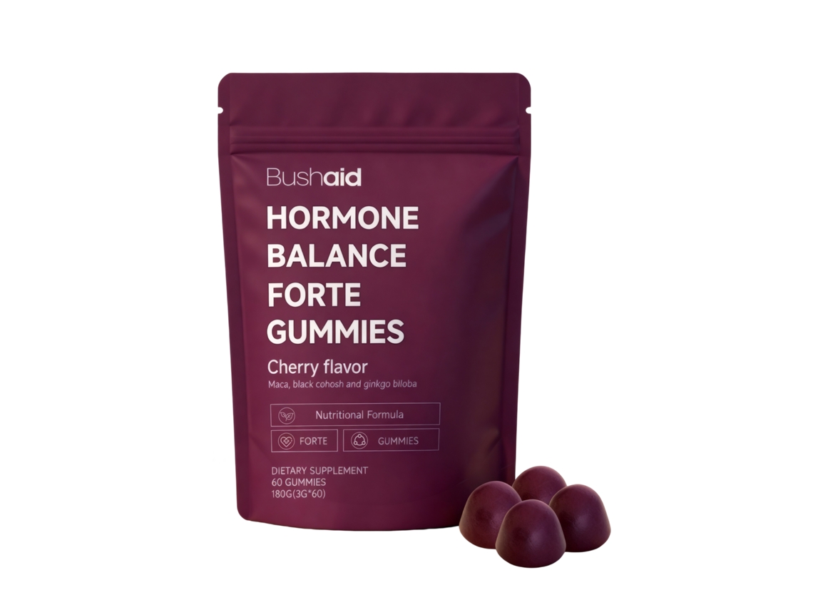 Gomitas Bushaid con extracto de plantas: apoyo, equilibrio y vitalidad para mujeres.