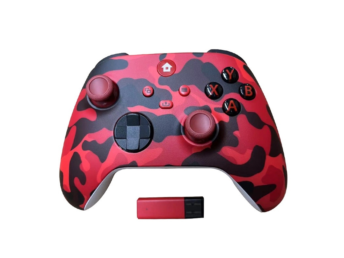 Mando inalámbrico 2.4G para Xbox One Series X/S con receptor USB, joystick compatible con Windows PC, color rojo camuflaje. Aeuzwr