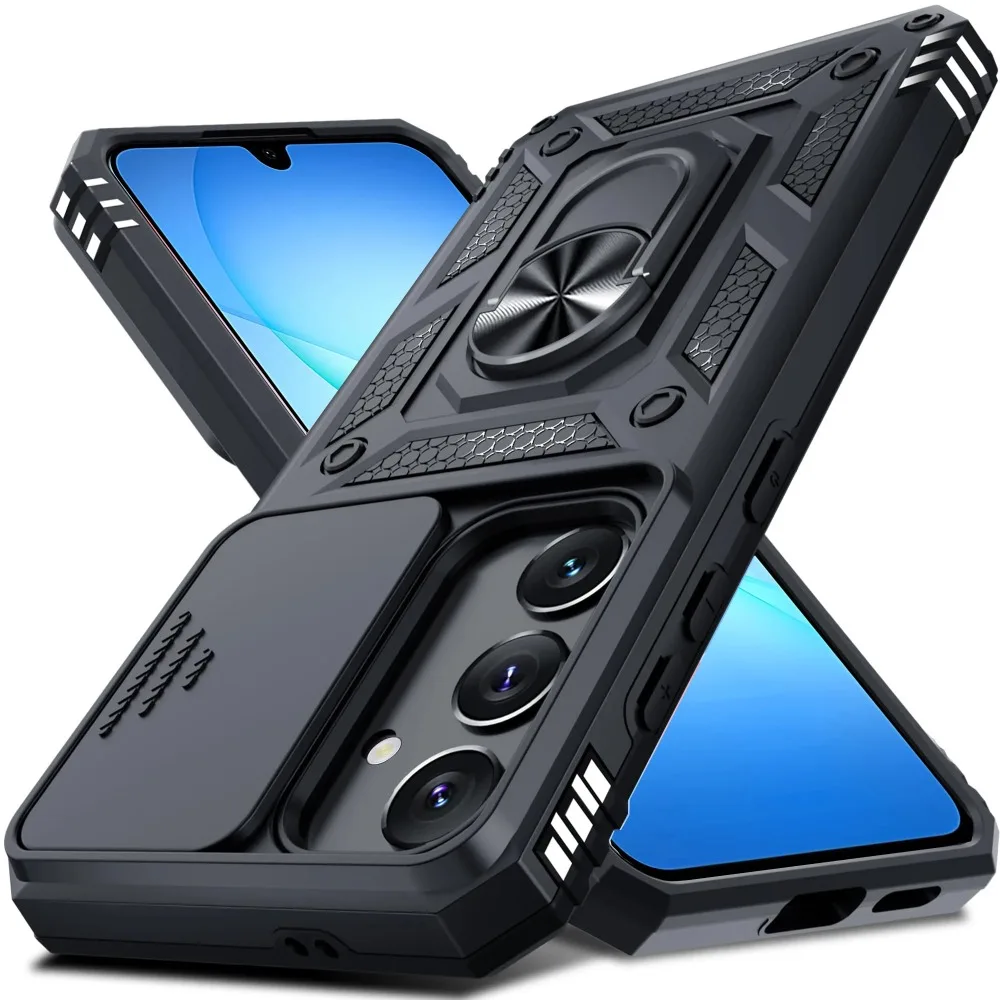 (negro, Galaxy A07) Funda Protectora Resistente Para Samsung, Con Tapa Deslizante Para La Cámara.